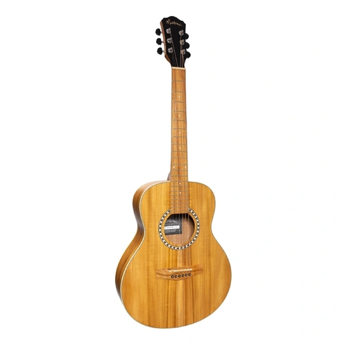 Martinez MZP-SS2L-JTK Left Handed Acoustic-Electric Short-Scale Guitar - Natural Jati-Teakwood, Mini Body, 6 Strings, 23.5" Scale Length