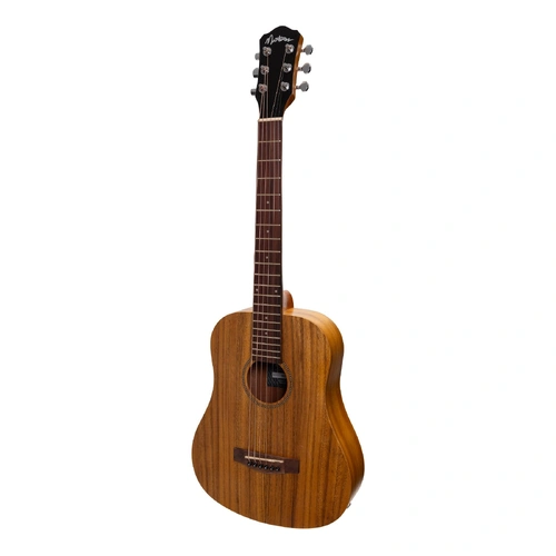 Martinez MZPT-BT2-KOA Acoustic-Electric Babe Traveller Guitar with Built-In Tuner - Natural Finish, 6 Strings, Compact Dreadnought Shape