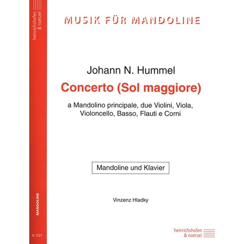 Hummel - Mandoline Concerto in G for Mandolin, Edition Peters