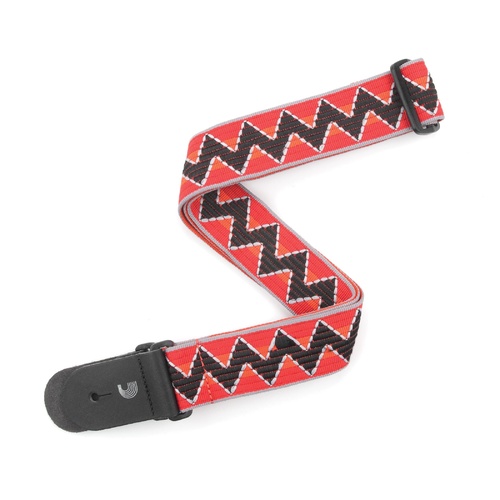 2 Inch Guitar Strap, Zig-Zag - Red & Black, by D'Addario