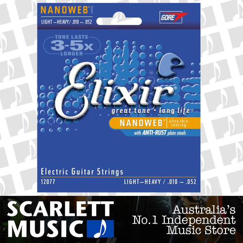 Elixir 12077 Nickel Plated Steel Nanoweb Light-Heavy Electric Strings 10-52