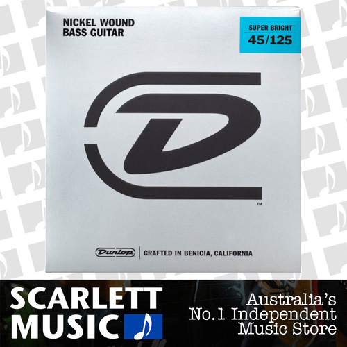 Dunlop DBSBN45125 Super Bright Nickel Medium 5-String Bass Guitar Strings 45-125