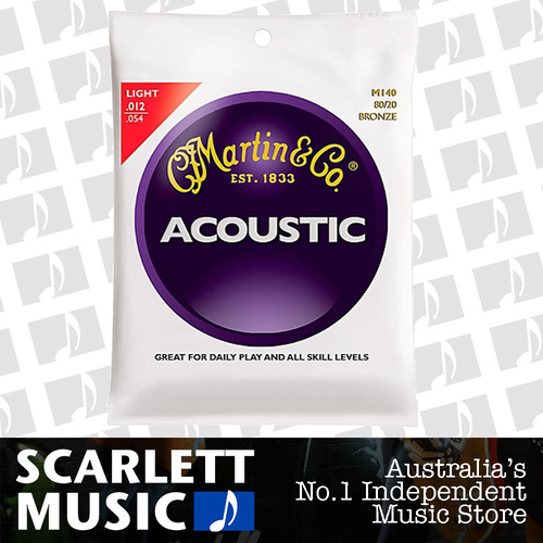 Martin M140 12-54 Light 80-20 Bronze Acoustic Guitar Strings