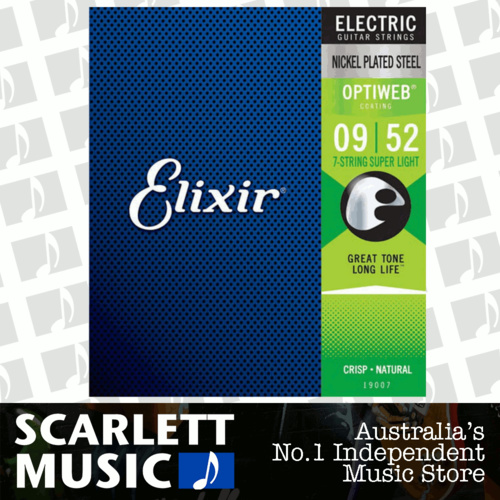Elixir 19007 Electric Guitar Strings 7-String Optiweb Coated 9-52