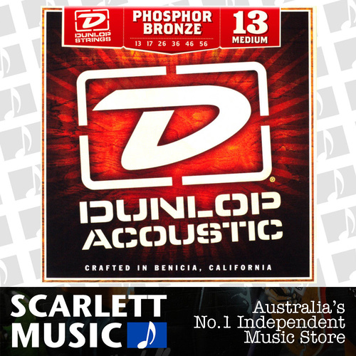 Dunlop Acoustic Guitar String Set Medium 13-56 Phosphor Bronze Strings
