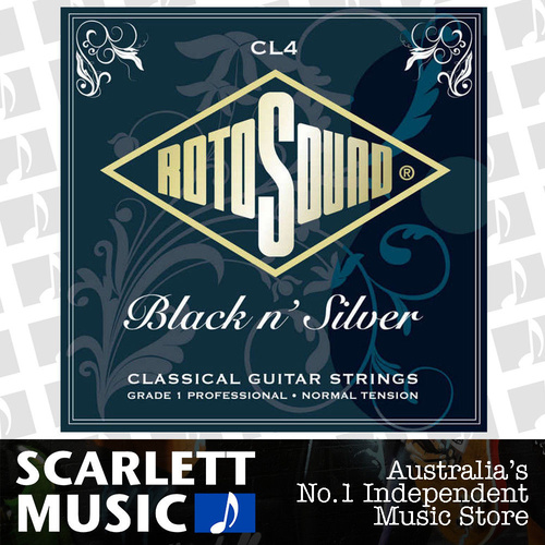 Rotosound CL4 Black & Silver Classical Guitar Strings Plain Ends Normal Tension