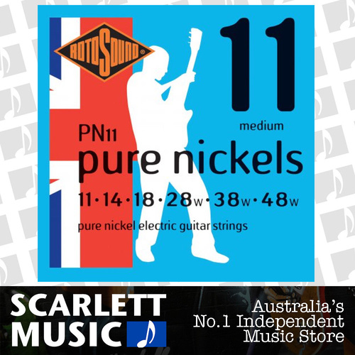 Rotosound PN11 ( PN-11 ) Pure Nickel Medium Gauge Electric Guitar Strings 11-48