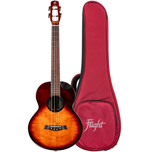 Flight Navigator EQ-A Baritone Ukulele with Solid Flamed Maple Top and Solid Rosewood Body, Sunburst Finish, Includes Gig Bag