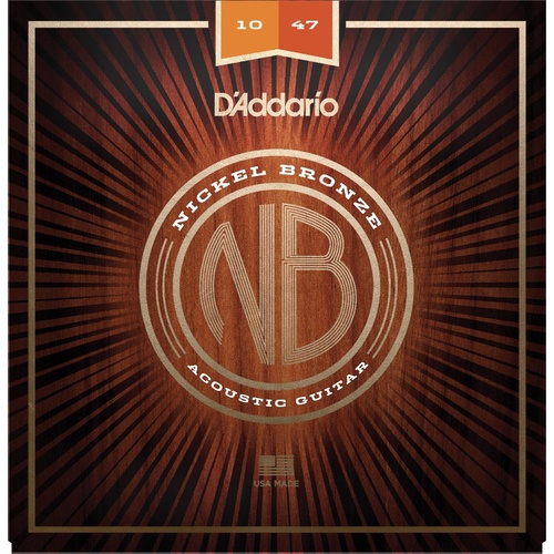 D'Addario NB1047 Nickel Bronze Acoustic Guitar Strings, Extra Light, 10-47