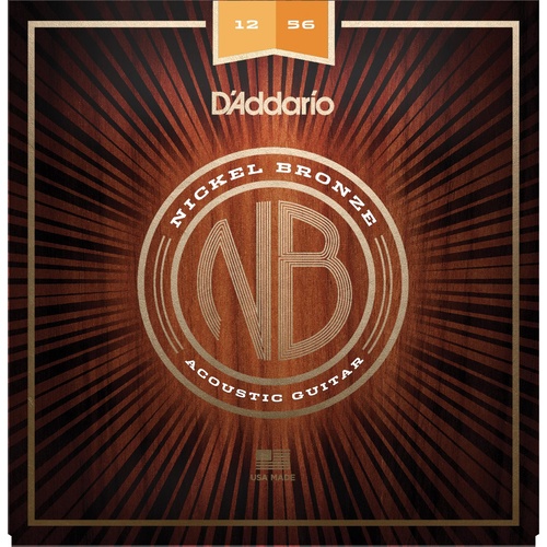 D'Addario NB1256 Nickel Bronze Acoustic Guitar Strings, Light Top - Med Bottom, 12-56