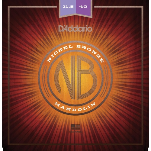 D'Addario NBM11540 Nickel Bronze Mandolin Set, Custom Medium, 11.5-40