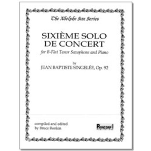 Solo De Concert No 6 Op 92 Tenor Saxophone/Piano Ed Ronkin Book