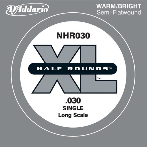 D'Addario NHR030 Half Round Bass Guitar Single String, Long Scale, .030