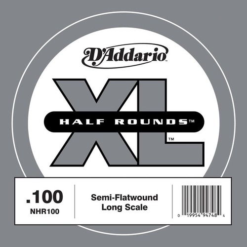 D'Addario NHR100 Half Round Bass Guitar Single String, Long Scale, .100