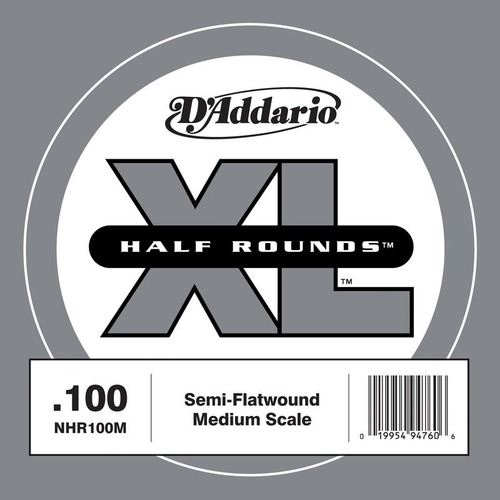 D'Addario NHR100M Half Round Bass Guitar Single String, Medium Scale, .100
