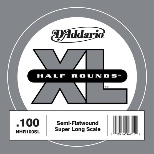 D'Addario NHR100SL Half Round Bass Guitar Single String, Super Long Scale, .100