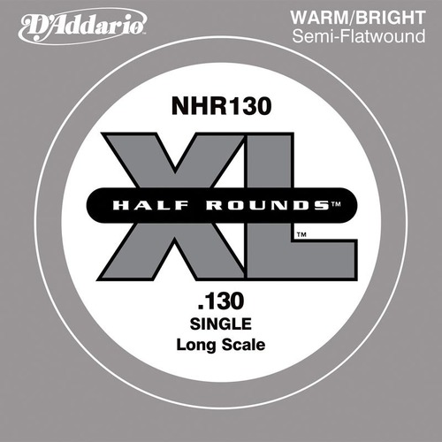 D'Addario NHR130 Half Round Bass Guitar Single String, Long Scale, .130