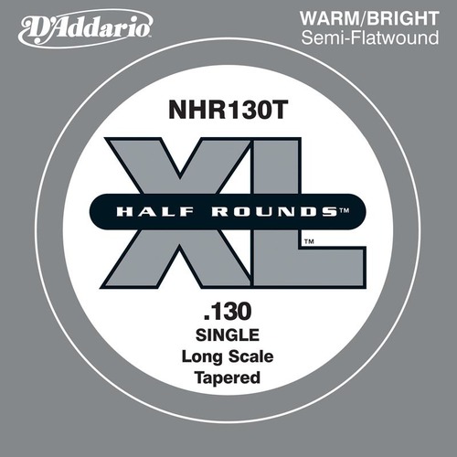D'Addario NHR130T Half Round Bass Guitar Single String, Long Scale .130, Tapered