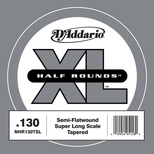 D'Addario NHR130T Half Round Bass Guitar Single String, Long Scale .130, Tapered