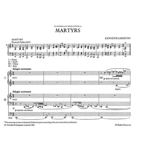 Leighton - Martyrs Op 73 for Organ Duet
