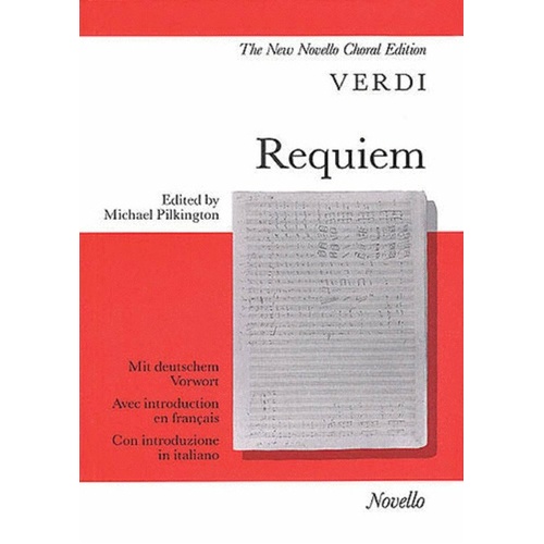 Verdi - Requiem Vocal Score, New Novello Edition, SATB Chorus & Orchestra, Piano Accompaniment, Latin Text Only