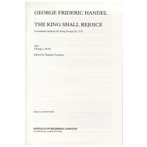Handel - The King Shall Rejoice SAATBB