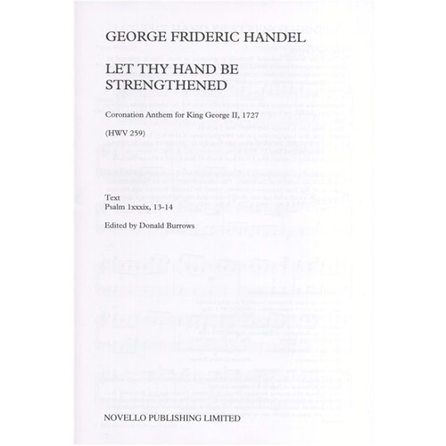 Handel Let Thy Hand Be Strengthened SATB