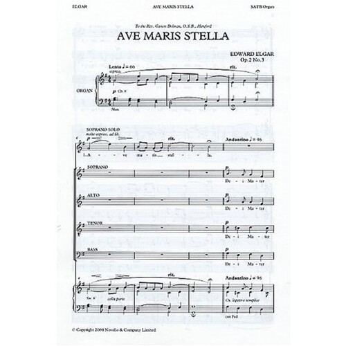 Elgar Ave Maris Stella Op 2 No.3 SATB/Or