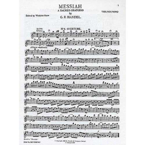 Handel Messiah (Shaw) Violin 1 - Novello Choral Edition