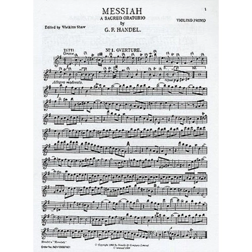 Handel Messiah (Shaw) Violin 1 - Novello Choral Edition