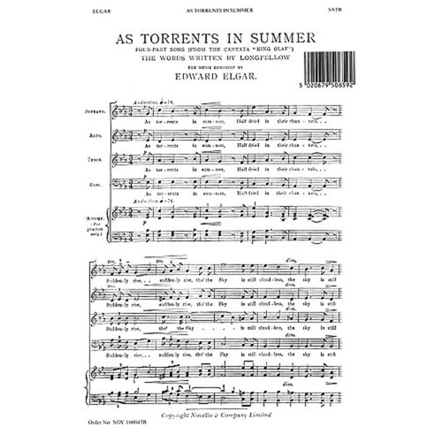 Elgar As Torrents In Summer SATB Book