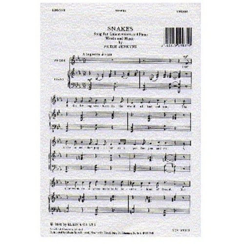 Jenkyns Snakes Unison for Voice and Piano by Peter Jenkyns, Novello, 1 Page