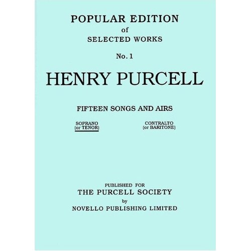 Purcell 15 Songs And Airs High Voice (Softcover Book/CD)