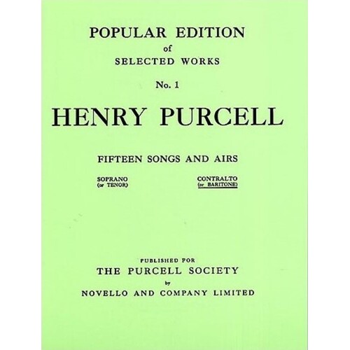 Purcell 15 Songs And Airs Low Voice (Softcover Book/CD)