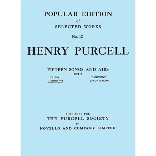 Purcell 15 Songs And Airs 2 High Voice (Softcover Book)