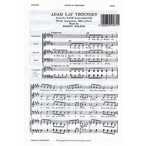 Walker Adam Lay Ybounden SATB