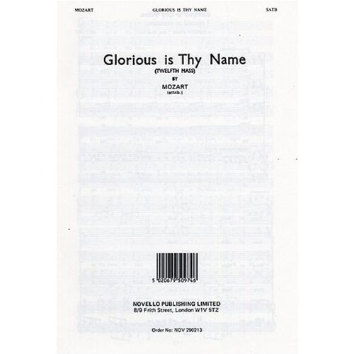 Mozart Glorious Is Thy Name SATB