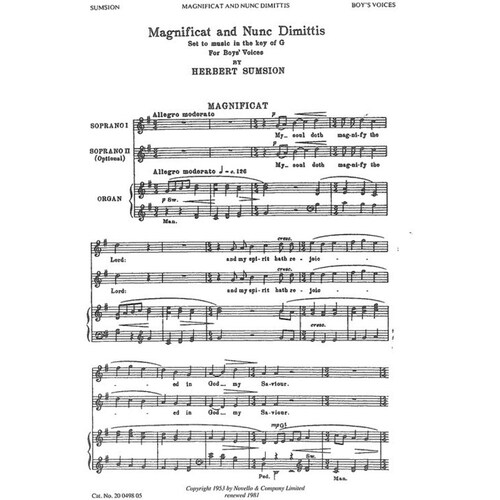 Sumsion Magnificat/Nunc Single Sheets