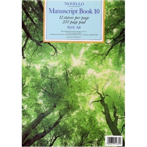 Novello Manuscript Book 10 A4 Pad 200 Pages 12 Staves