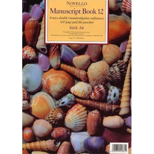 Novello Manuscript Book 12 A4 Pad 110 Pages 4 Staves Guitar Tablature