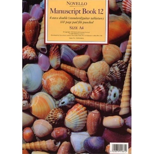 Novello Manuscript Book 12 A4 Pad 110 Pages 4 Staves Guitar Tablature