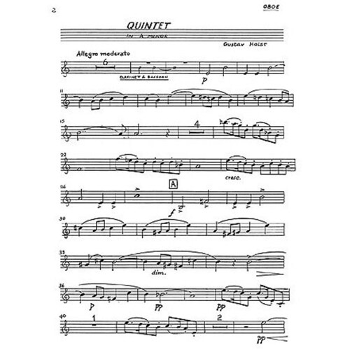 Holst Quintet A Min Op3 Piano/Wnds Parts(A (Softcover Book)