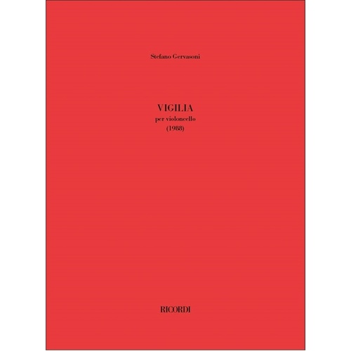Gervasoni - Vigilia For Cello Solo Softcover Book (Cello)