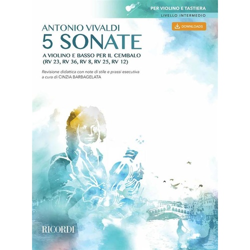 Vivaldi - 5 Sonatas Violin/Keyboard Book/Online Audio Book