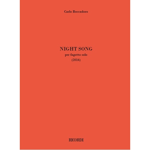 Boccadoro - Night Song For Bassoon Solo Softcover Book (Bassoon)