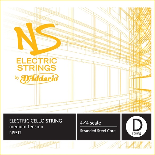 D'Addario NS Electric Cello Single D String, 4/4 Scale, Medium Tension
