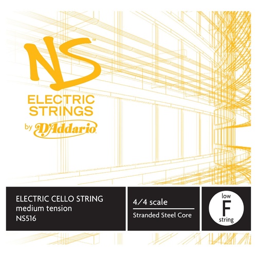 D'Addario NS Electric Cello Single Low F String, 4/4 Scale, Medium Tension