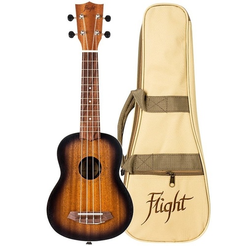 Flight NUS380 Amber Soprano Ukulele - Sapele Body, Walnut Bridge, Bone Nut, Includes Gigbag & Instructional Booklet