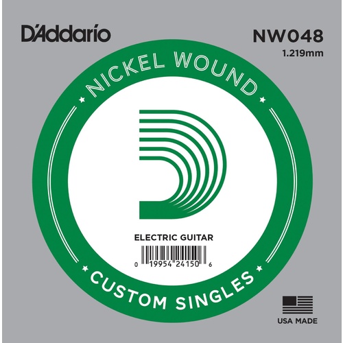 D'Addario NW048 Nickel Wound Electric Guitar Single String, .048