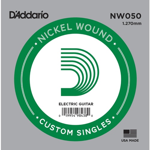 D'Addario NW050 Nickel Wound Electric Guitar Single String, .050